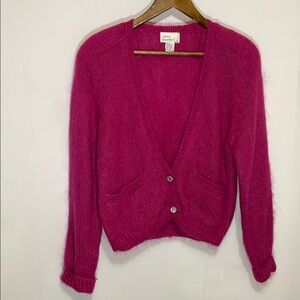 Vintage Mohair Pink Cardigan Sweater Sz Small